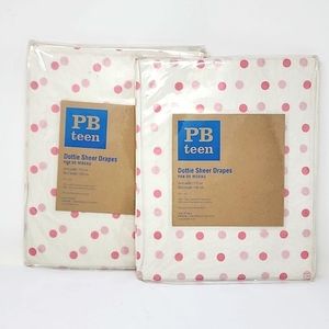 NEW ~ Pottery Barn Pink Dottie Sheer Curtains ~ Set of 2